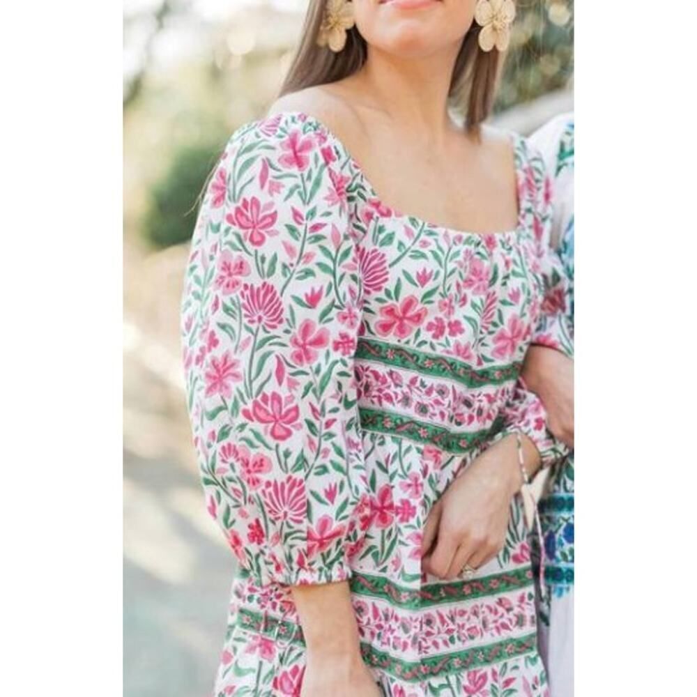 Victoria Dunn Sunflower Lily Mini Dress – Geranium Floral Block Print, Size XS